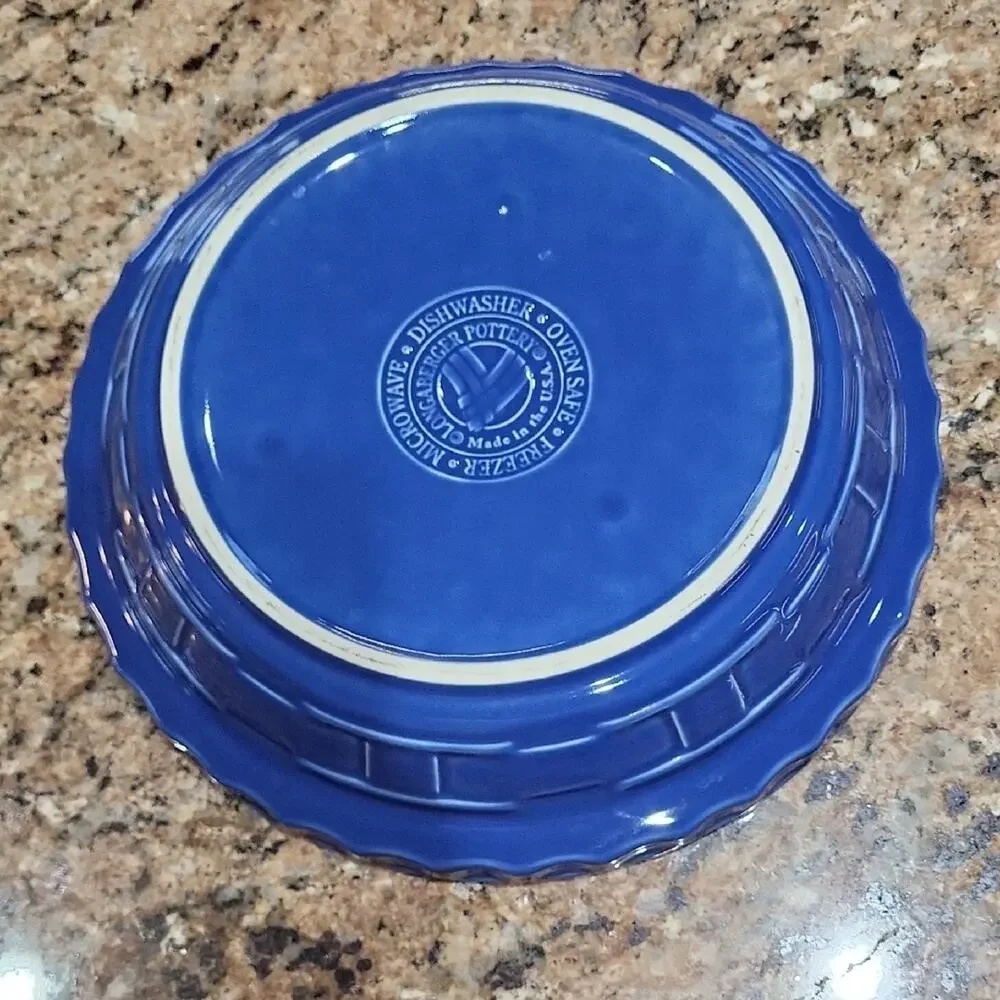Longaberger Blue Pie Plate Woven Traditions Collectible 10″ Basket-Weave Design